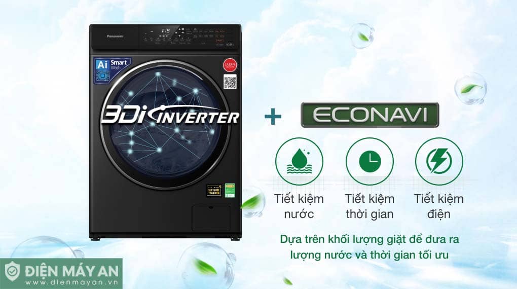 Máy giặt Panasonic Inverter giặt 10.5 kg sấy 2 kg NA-V105FR1BV